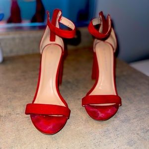 Vibrant red going out block heels!
